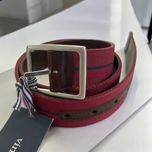 Men’s Vineyard Vines NWT Reversible‎ Leather & Webbing Merlot & Navy Stripe Belt